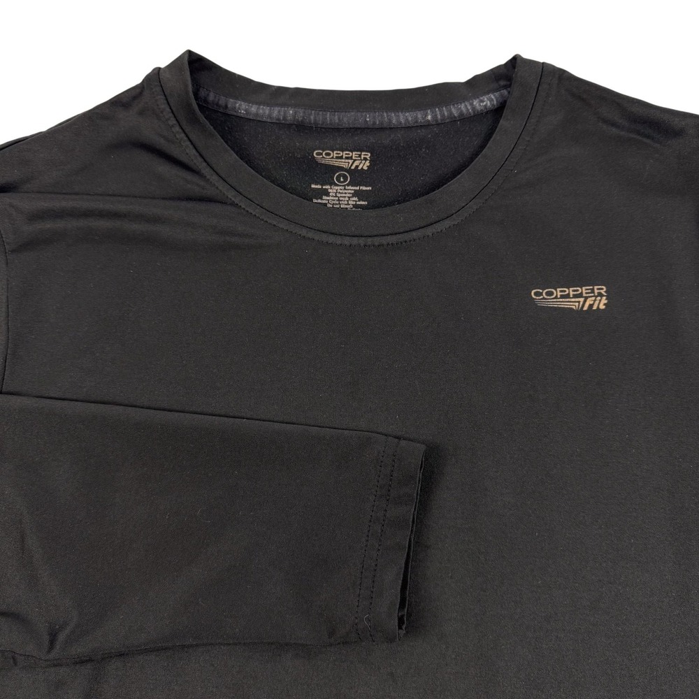 Copper Fit Shirt Mens Large Black Long Sleeve Performance Athletic‎ Training Top